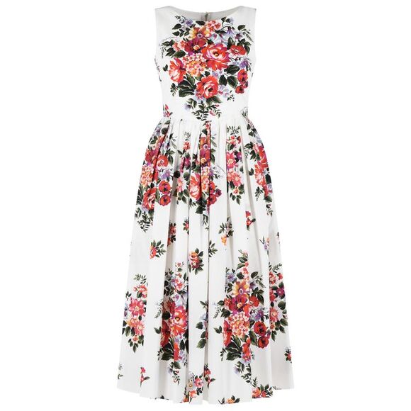 DOLCE & GABBANA Dresses & Skirts - Dolce & Gabbana 'Fiori' White Cotton Dress Women